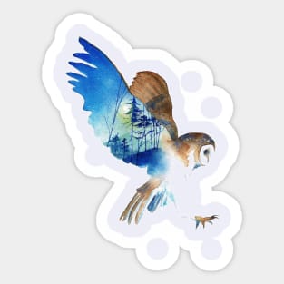 Barn Owl Forest Wings Sticker